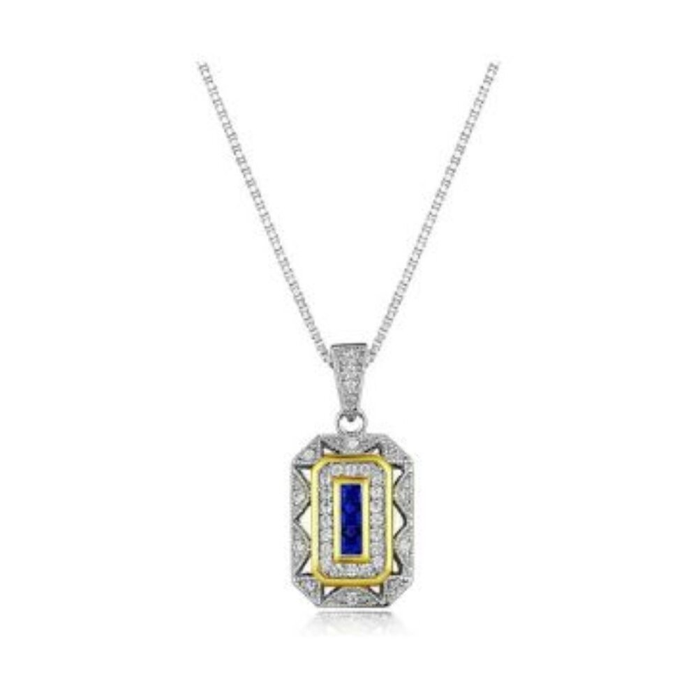 💙 Vintage-Inspired Blue Sapphire Pendant - 925 Sterling Silver - Picture 6 of 7